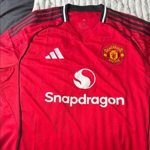 adidas Manchester United Red and Black Soccer Jersey